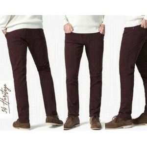 34 Heritage Courage Mid Rise Straight Leg Mens 33x31 Burgundy Jeans Pant Stretch